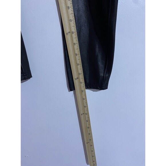 Spanx Leggings XL Black Faux Leather Slimming Tummy Control Compression Mobwife - Picture 8 of 10